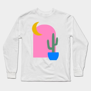 Boho Cactus and Moon Shapes Long Sleeve T-Shirt